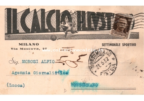 Calcio Illustrato cartolina 1932